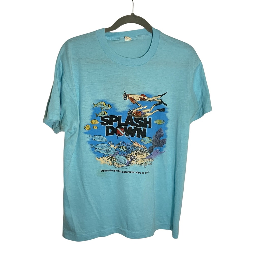 Vintage Splash Down Premier Cruise Lines Tshirt Blue Snorkling 80s Single Stitch